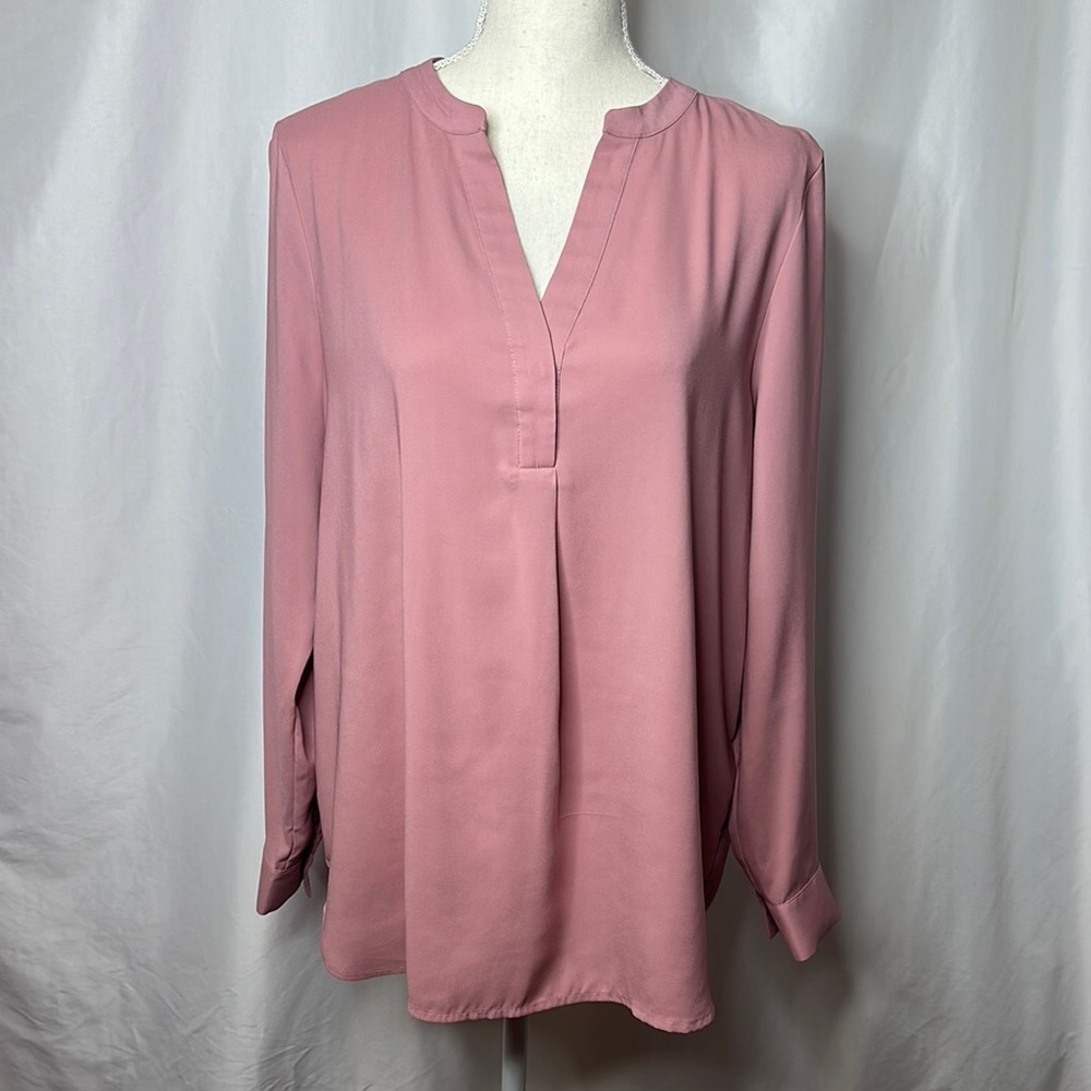 Amazon Essentials Mauve Rose Pink Long Sleeve Blouse Relaxed Fit